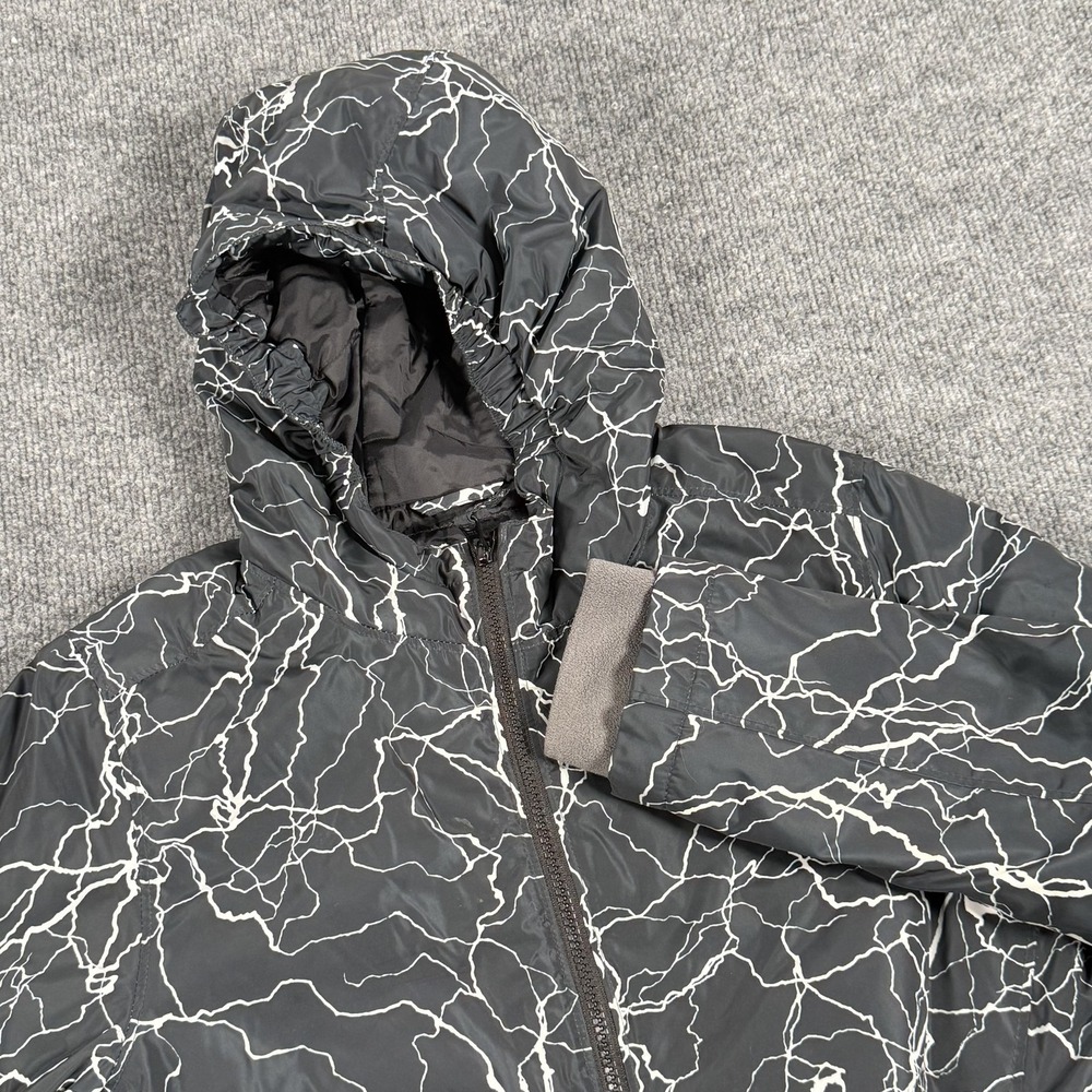 Lands End Jacket Youth XL 14-16 Lightning Print Hooded Full Zip Winter Coat